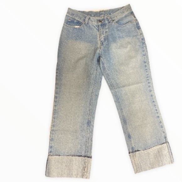 Vintage Lee Riveted Jeans boyfriend cropped cuffed high rise light wash size 8 - Picture 8 of 15